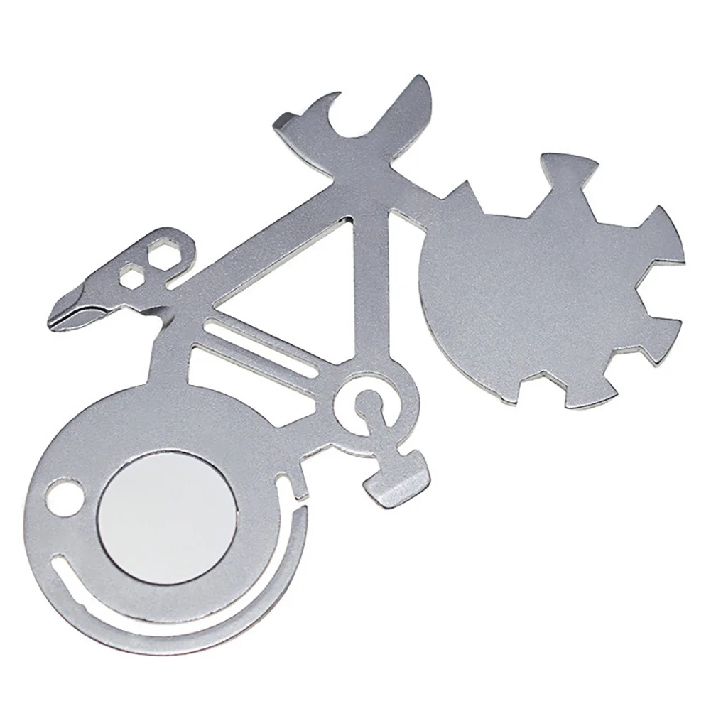 

Bicycle-shaped Head Screwdriver Spanner Bottle Can OpenerMulti-function Tool Card EDC Card Metal Craft Outdoor Portable Tools