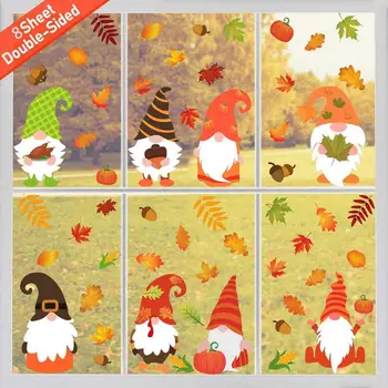 

8 Sheet Fall Leaves Window Stickers Thanksgiving Maple Decorations Autumn Sticker Decals Party Decor Ornaments Party Supplies