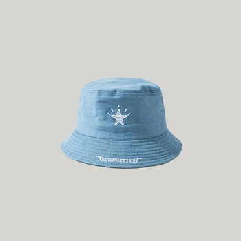 

Hat female spring and summer sun hat letter embroidery cowboy fisherman hat male basin hat