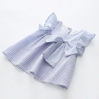 

Summer Cute Girls Casual Dresse Casual Baby Girls Stripe Pattern Fly Sleeve Dress Cotton Kids Toddler Sundress For 1-7 Years
