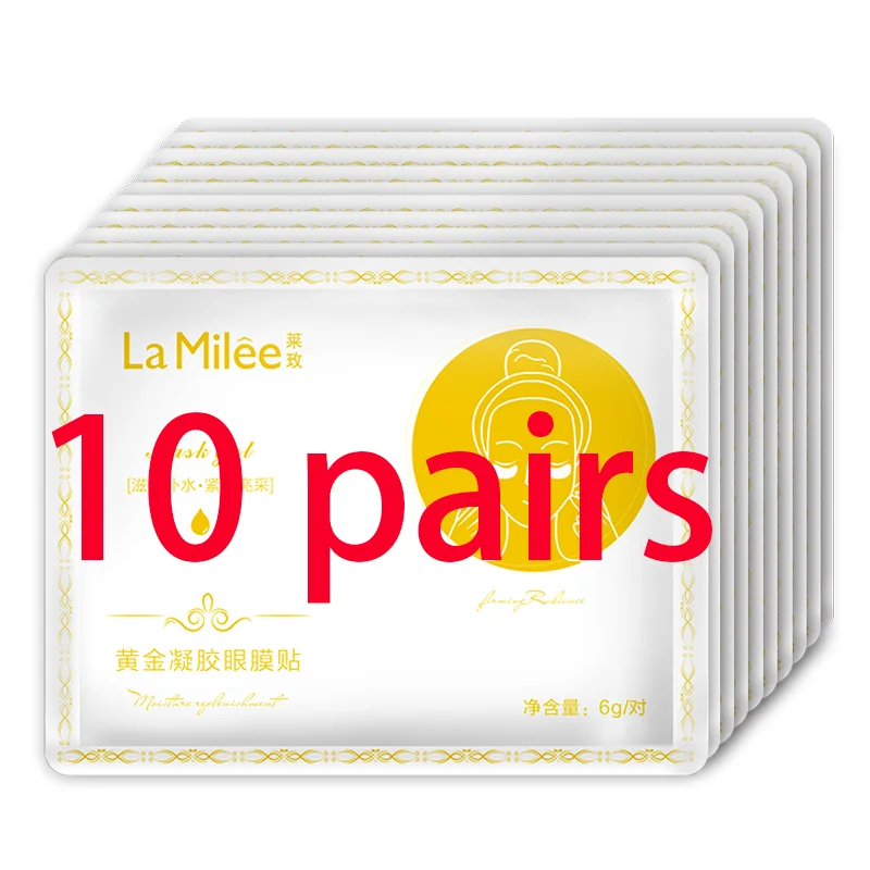 10 pairs-Gold 10 упаковок = 10 пар, кристальная коллагеновая маска для глаз, пластырь для век с кристаллами, против морщин и влаги, для удаления темных кругов под глазами, пластырь для глаз - Цвет: 10 pairs-Gold