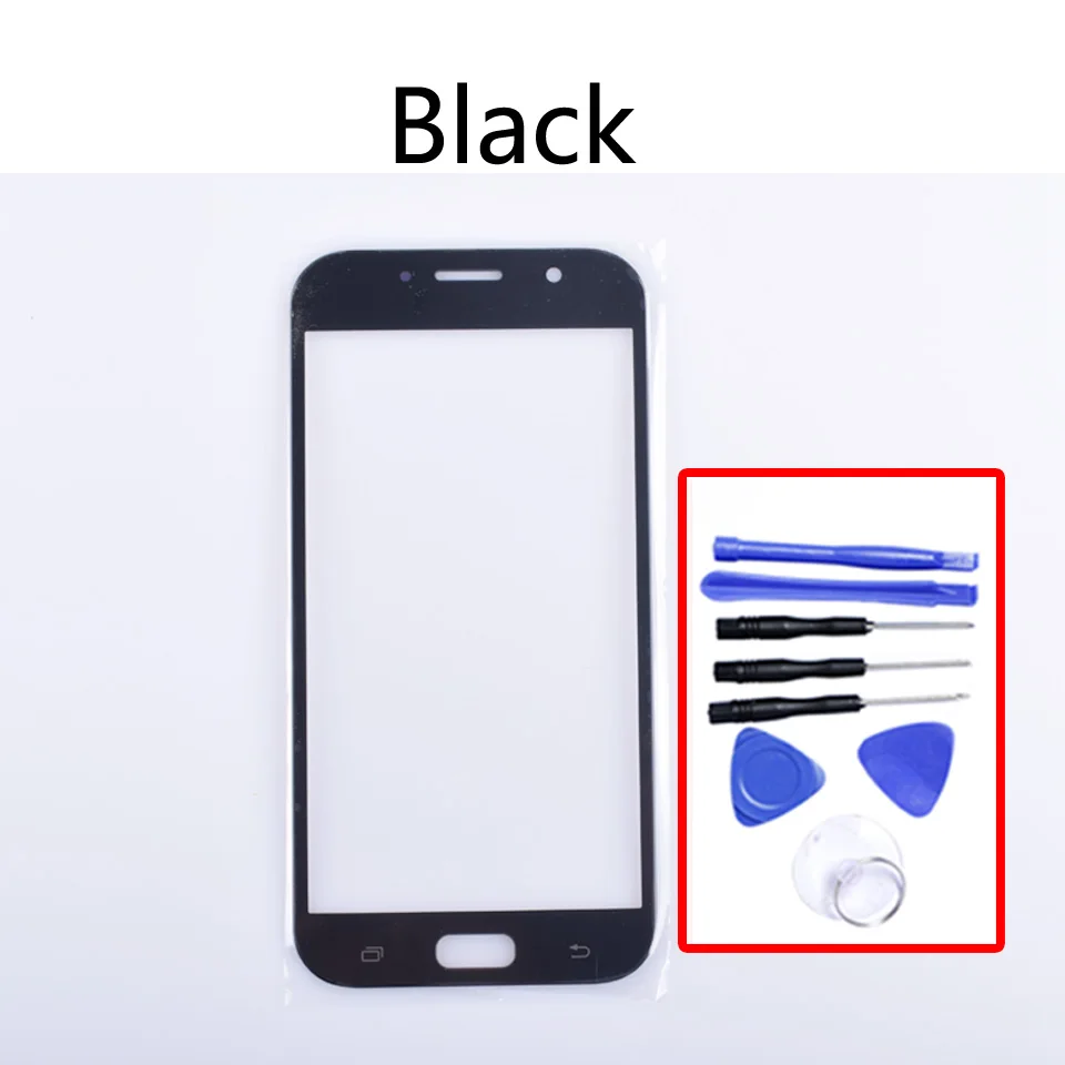 Black-With tool A720 для Samsung Galaxy A7 A720 A720F SM-A720F/DS SM-A720F сенсорный экран передний внешний стеклянный сенсорный экран Замена объектива 5,7" - Цвет: Black-With tool
