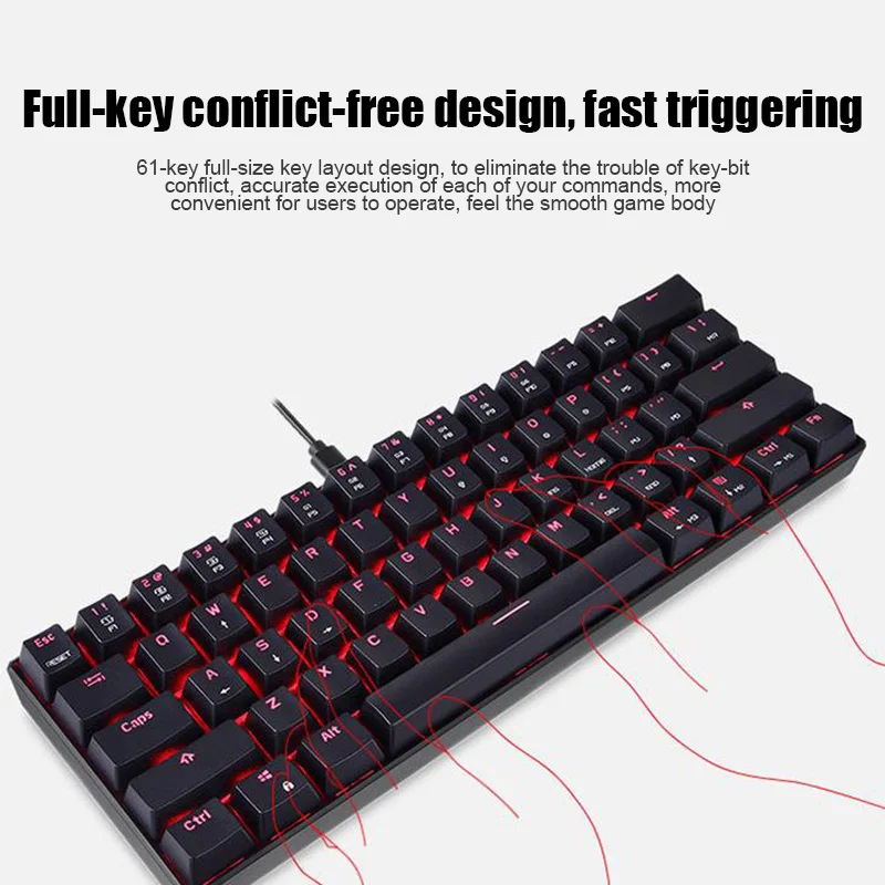 

RGB Backlight Mechanical Keyboard CK61 with Box Switch Gaming Keyboard Quick Response Speed PUO88