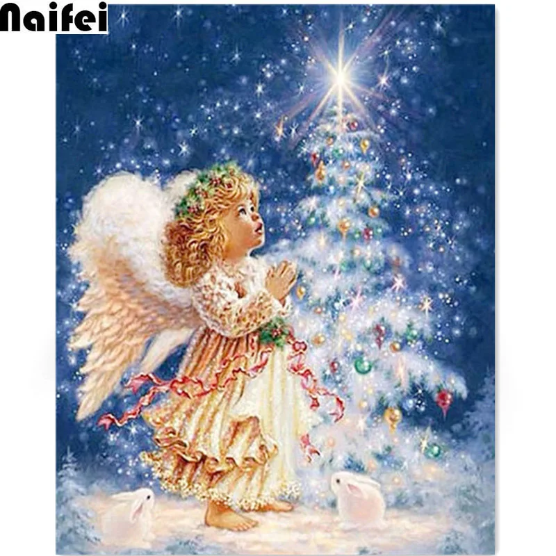 

DIY full 5D Diamond Painting Angel and ChristmasTree Diamond Mosaic handmade Square diamond Embroidery Corss Stitch home decor