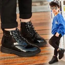Новинка; зимняя детская обувь из искусственной кожи; водонепроницаемые ботинки martin; детские зимние ботинки; брендовые резиновые сапоги для