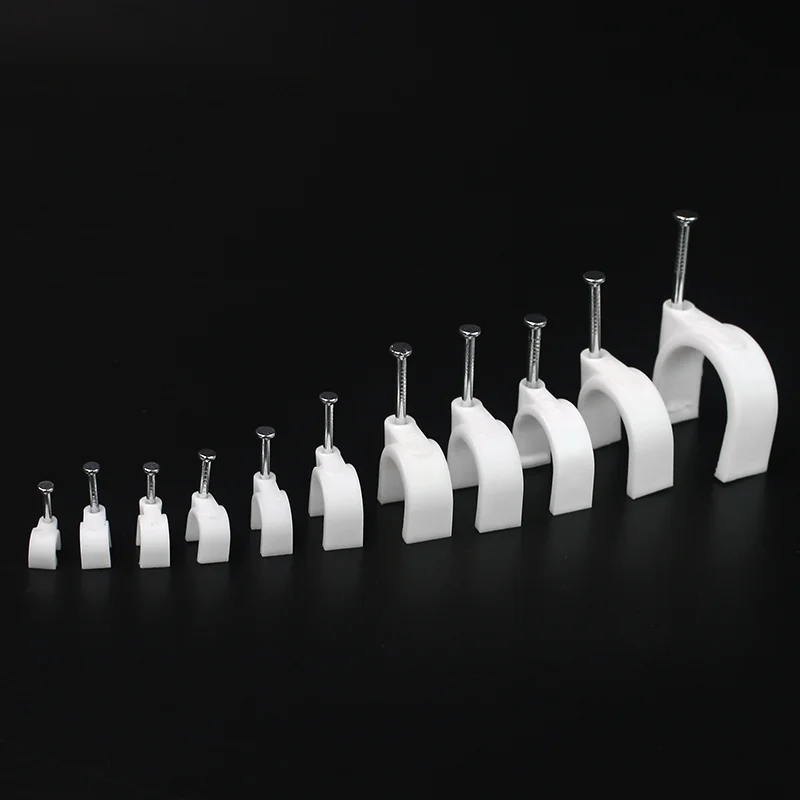 100 개 4mm  12mm 사각형 케이블 강철 네일 라인 카드 카드 와이어 라인 사각형 케이블 클립 트로프 와이어 고정 흰색 와이어 리테이너