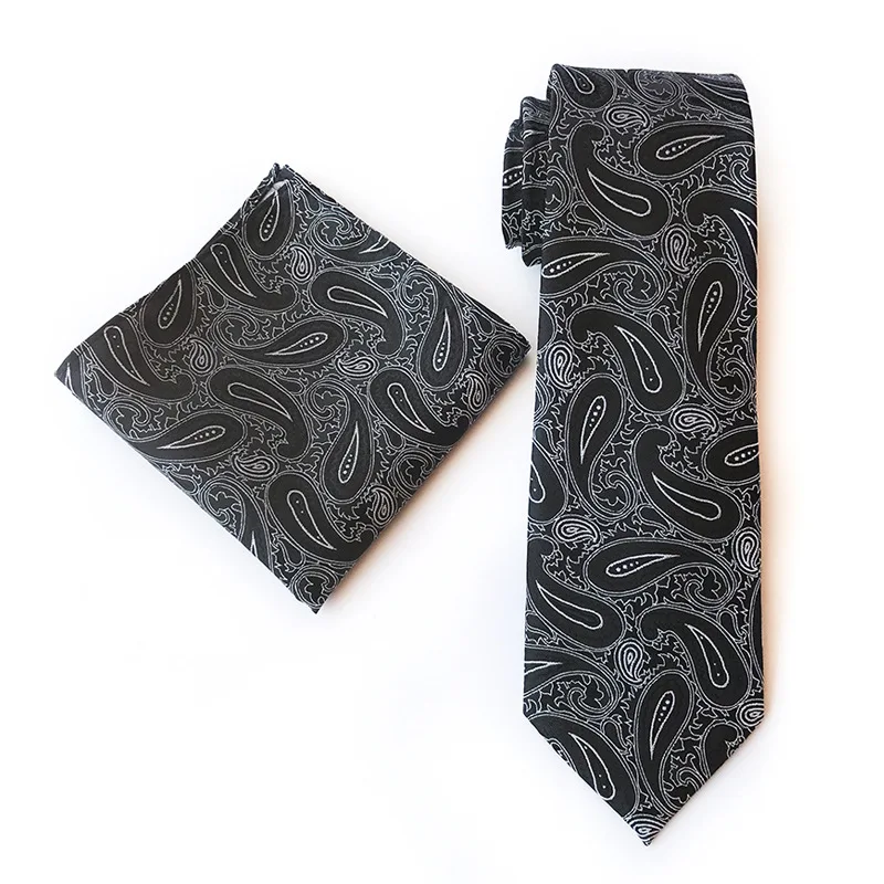 

23 Colors Men Silk Tie Pocket Square Handkerchief Set 8CM Paisley Gravata Wedding Necktie Men Accessory Holiday Gifts Formal Tie