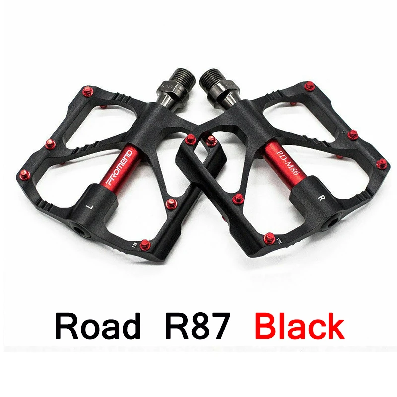 Road bike-black PROMEND MTB велосипедные педали 2 шт Алюминиевые 9/16in Pedales горные велосипедные педали San Palin дорожный велосипед плоский/Платформа Ультра-легкий - Цвет: Road bike-black