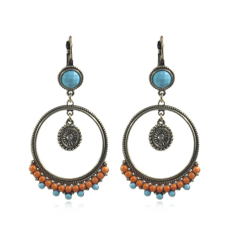M & G Boho круглые висячие серьги с бусинами для женщин Винтажные подвеской в виде