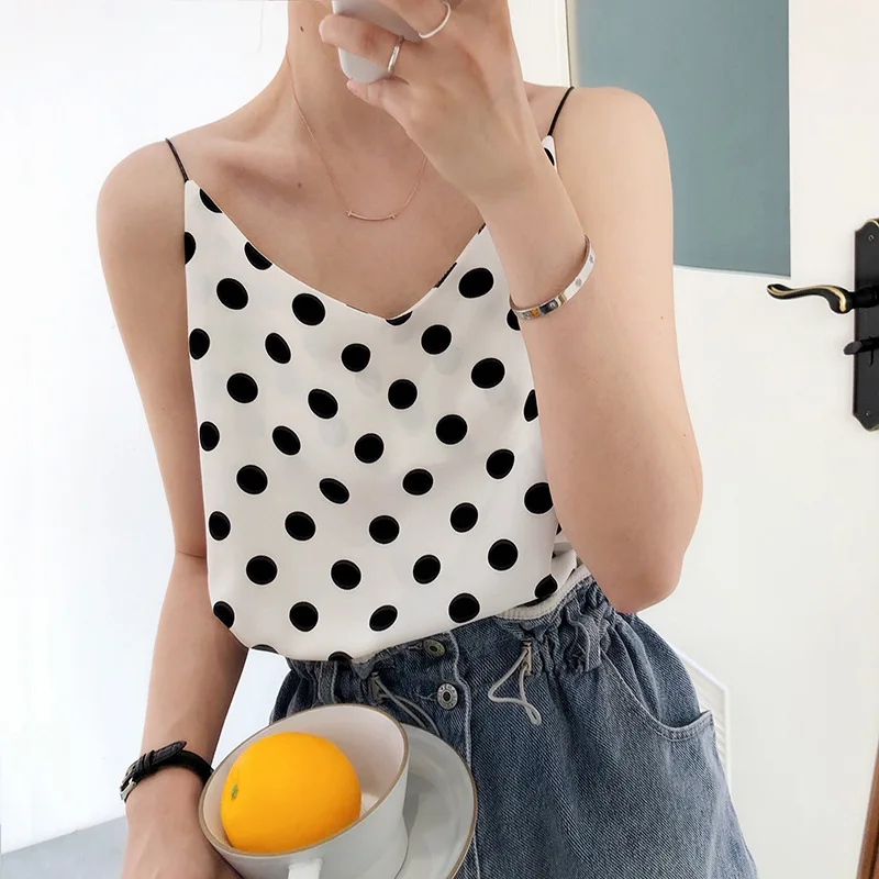 2019 Новая Мода Boho чистый цвет пятнистые майки сексуальные женские белые летние