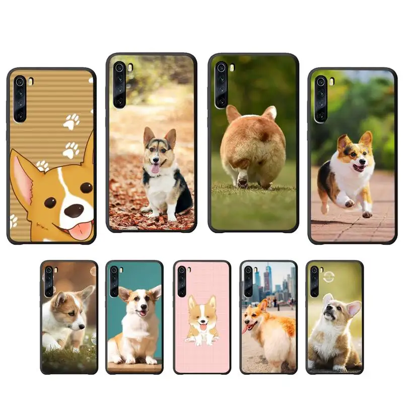 Силиконовый черный чехол Corgi для Xiaomi Redmi 4X 5 Plus 6 6A 7 7A 8 8A 9 Note 4 T Pro Max | Мобильные