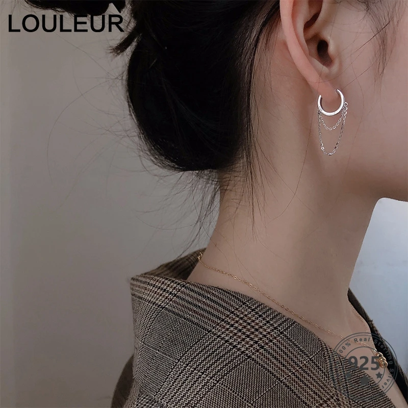 Женские серьги-кольца Louleur элегантные серьги-цепочки из стерлингового серебра 925