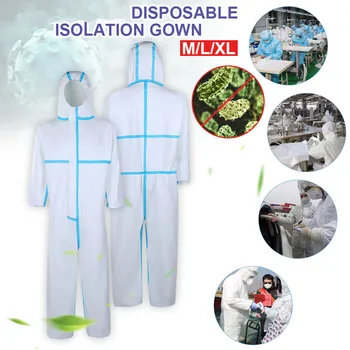

Disposable Coverall Dust Spray Suit Non-woven Dust-proof Clothing Hooded Suit White Labor Safely Security Protection Coveralls