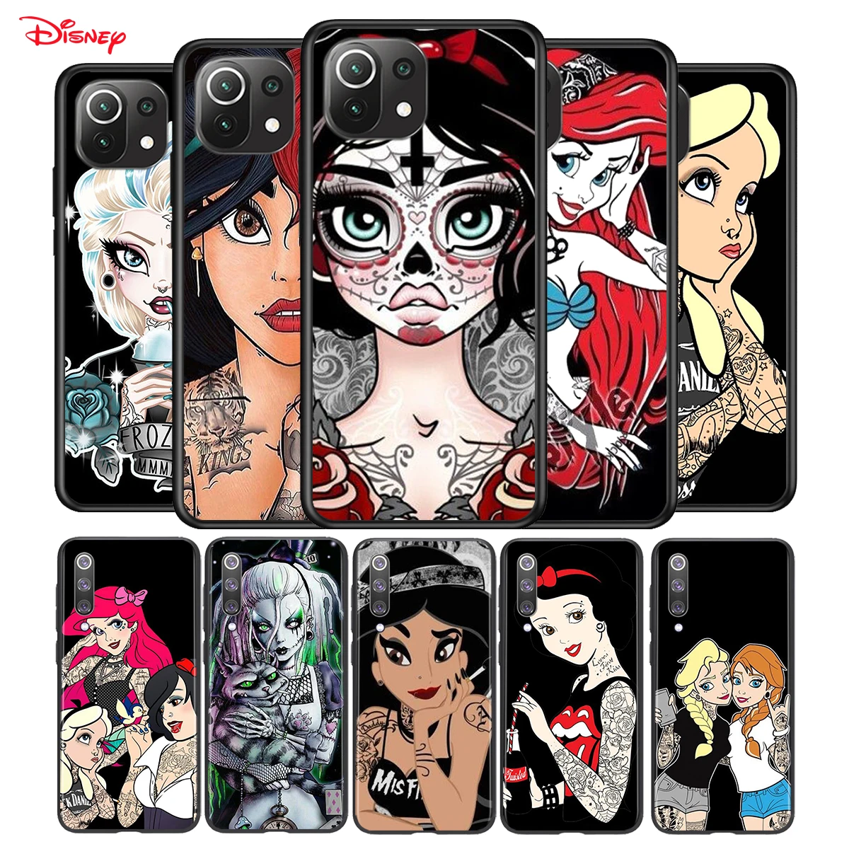 Soft Silicone Cover Tattoo Disney Princess For Xiaomi Mi 11 11i 10i 10T Note 10 9 9T SE 8 Lite Pro Ultra Phone Case | Мобильные
