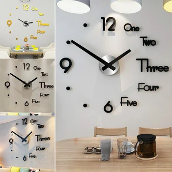 

DIY Large Wall Clock 3D Wall Sticker Modern Design Decorative for Home Decoration WXV Sale