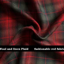 Очень красивая и модная шерстяная, конопляная, красная и зеленая клетчатая, усовершенствованный льняной и шерстяной костюм из камвольной ткани