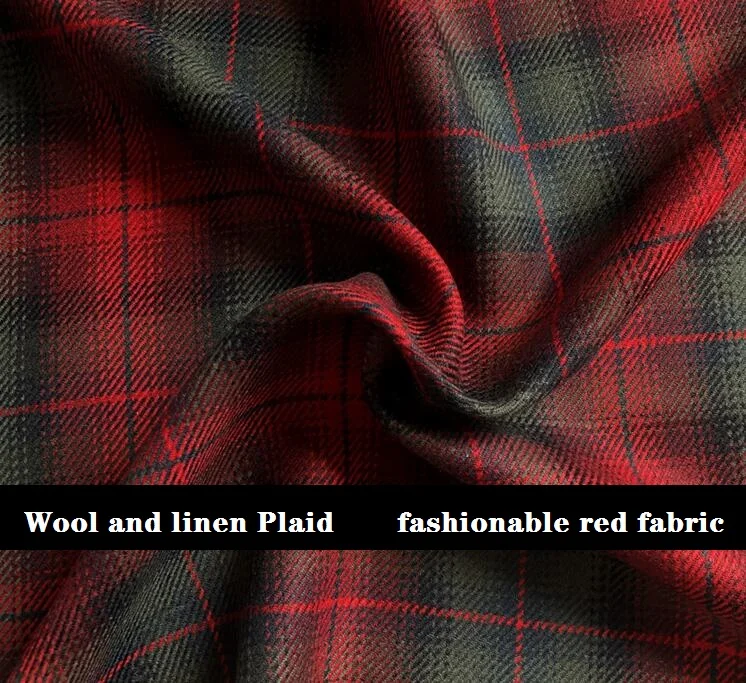 Super beautiful and fashionable wool hemp red green plaid advanced linen blended worsted fabric suit | Дом и сад