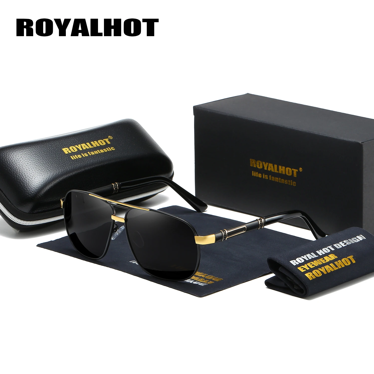 

RoyalHot Men Women Polarized 2 Beams Sunglasses Aloly Frame Sun Glasses Driving Glasses Shades Oculos masculino Male 90082