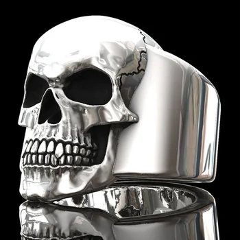 

FDLK Fashion Gothic Punk Devil Head Ring Men Domineering Vintage Smooth Skeleton Ring For Male Hip Hop Rock Jewelry