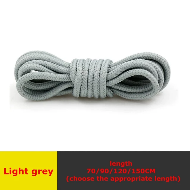 1 Pair Round Shoelaces Top Quality Polyester Classic Off White Shoe Laces Do Not Fade Outdoor Leisure Sneakers Shoelace Unisex Light grey