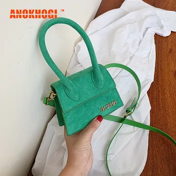 

PU Fur Fashion Handle Women Casual Quality Handbag Colorful Mini Square bag Simple Personality Alphabet Coin Purse Mb741