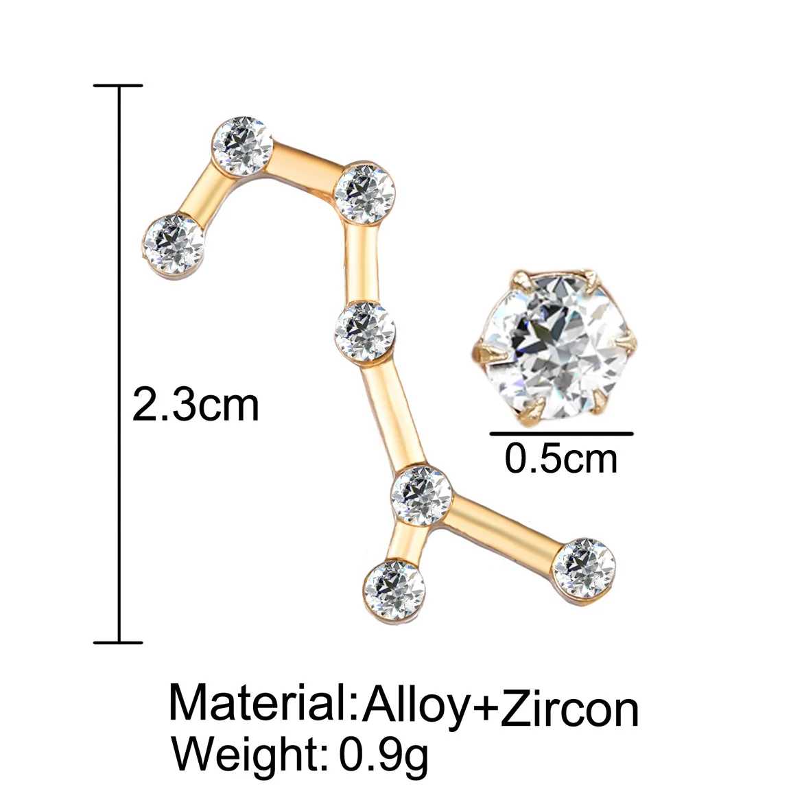 12 звезд созвездия асимметричные серьги-гвоздики Кристалл Зодиак Водолей Рак Скорпион пирсинг серьги-гвоздики женские ювелирные изделия подарок