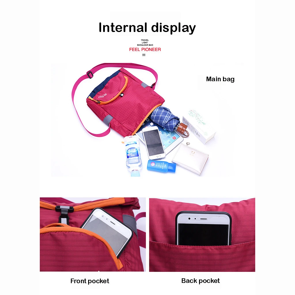Unisex fashion outdoor folding water repellent nylon bag Fold  Zipper Water Repellent School Rucksack Shoulder Bag Coin Bag 820