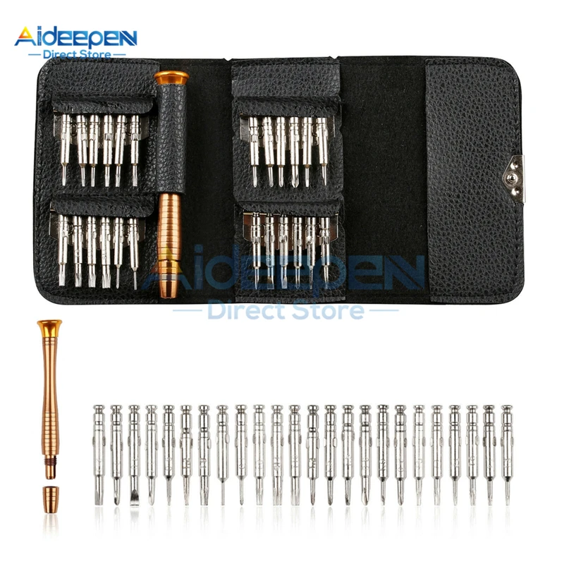 25 in 1 Mini Precision Screwdriver Kit Screwdriver Repair Tools Set Repair Mobile Phone Watch Laptop Computer With Storage Bag