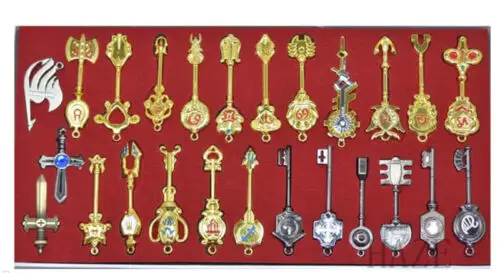 

25pcs New Fairy Tail Lucy Metal Keys Pendant Necklace And Keychain New Without Box Collection Gift