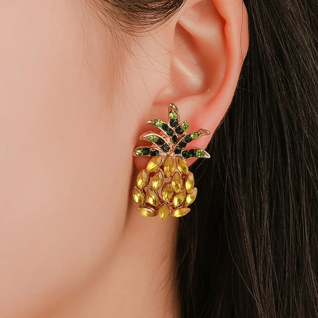 

Creative Metal Pineapple Earrings With CRYSTAL Earrings Ladies Jewelry
