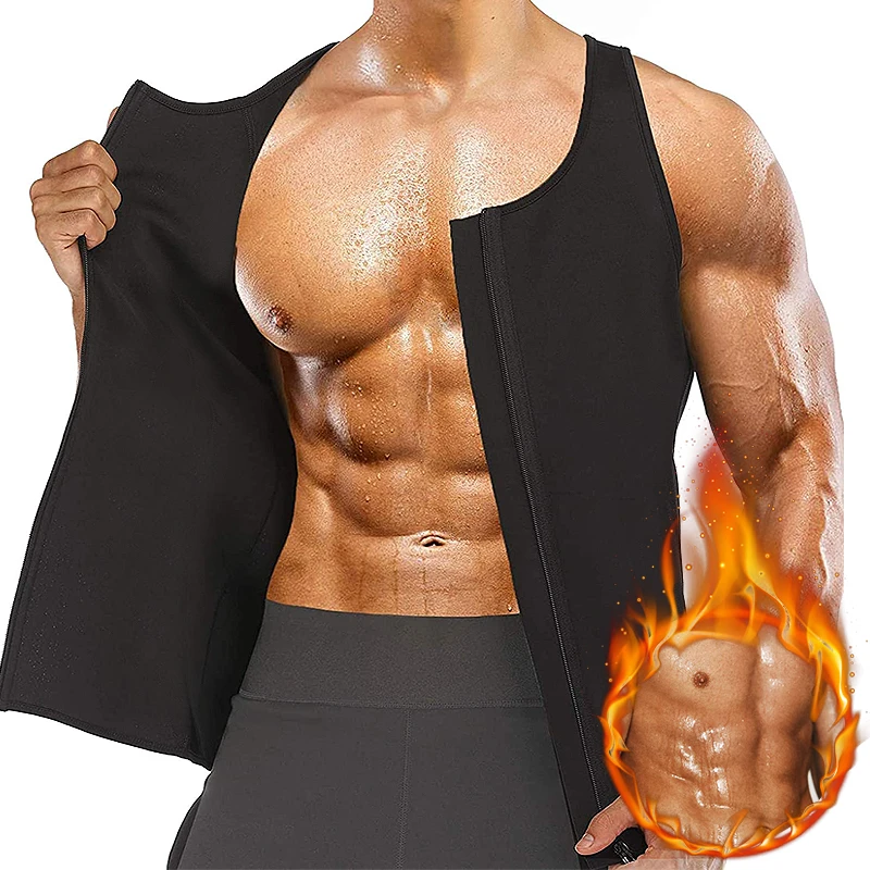 Men Sweat Vest Waist Trainer for Weight Loss Zipper Tank Top Neoprene Sauna Suit Workout Body Shaper 