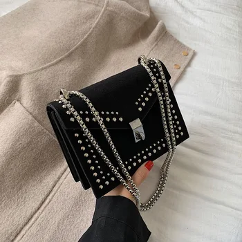 

women's bag Rivet Chains PU Flap Single Shoulder Bags fashion luxury handbags women bags designer handbag and purse