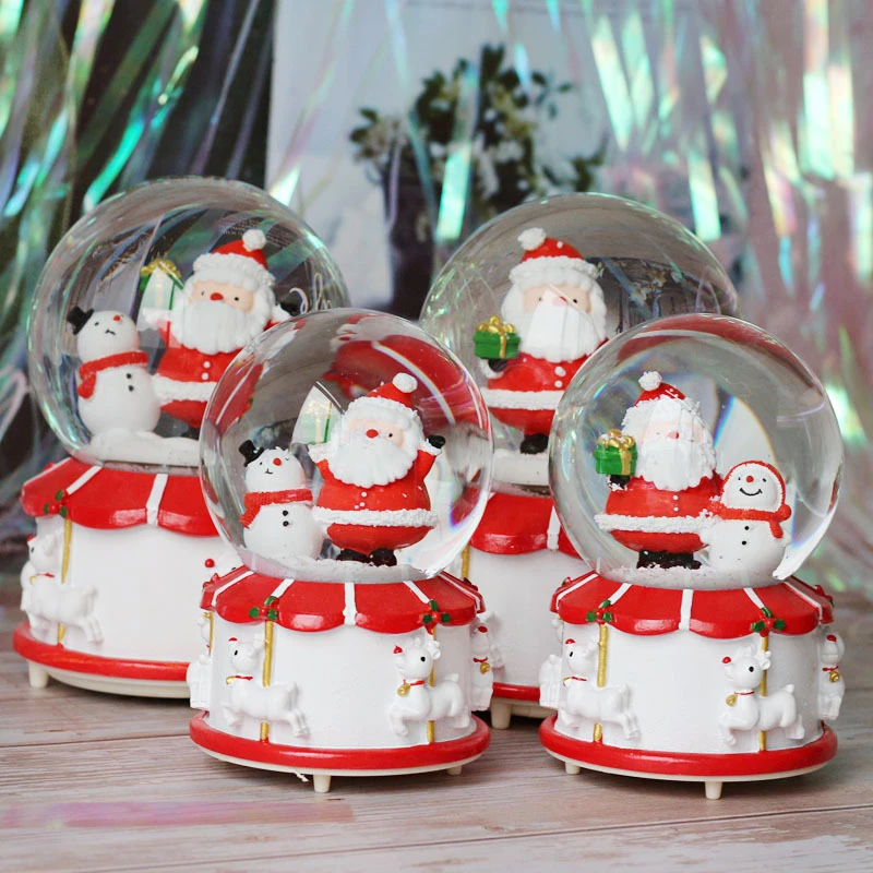 

Creative Christmas Snow Globe Crystal Ball Rotating Music Box Christmas Decoration For Home Home Decoration Accssories