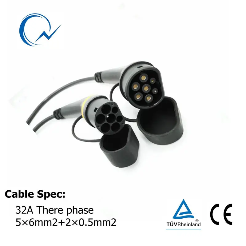 32A трехфазный кабель EV IEC62196 Тип 2-Тип 2 IEC 62196-2 EV зарядный штекер с 5 метровым спиральным кабелем TUV/UL Mennekes