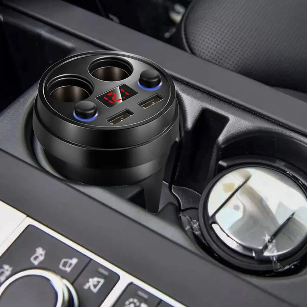 Cup power Socket Adapter 2 USB Автомобильное зарядное устройство прикуриватель разветвитель зарядное устройство для мобильного телефона s с напряжением светодиодный дисплей