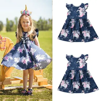

Kid Baby Girls Cartoon Print Summer Floral Party Pageant Tutu Dress