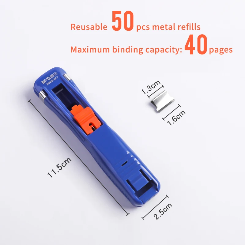M & g #40 2in1 braçadeira clipe dispenser kit handheld grampo de ligação rápida clipes de recarga de metal inoxidável clipper papel para o