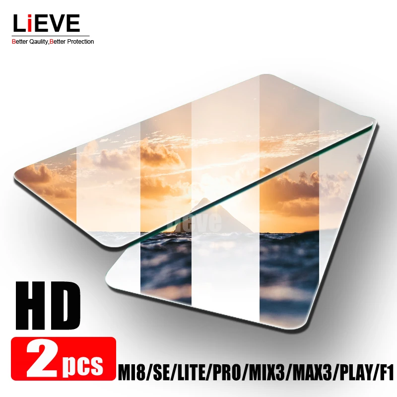 

2PCS Tempered Glass for Xiaomi Mi 8 SE MI8 Lite Pro Screen Protector Glass for Xiaomi Mi Max 3 Mix3 Play Poco F1 Glass on Xiomi
