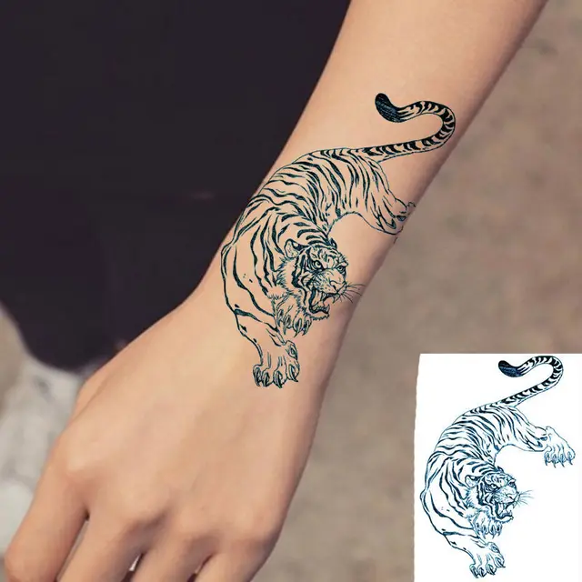 Flower Arm Chinese Green Dragon Tiger Temporary Tattoo Stickers Men And  Women Waterproof Fake Tattoo Calf Chest Tattoo Stickers - Temporary Tattoos  - AliExpress