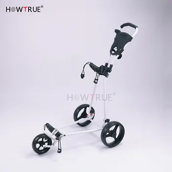 

Golf Cart Three-Wheeled Cart Golf Aluminum Alloy 3 Wheel Push Pull Golf Cart, Foldable Golf Trolley
