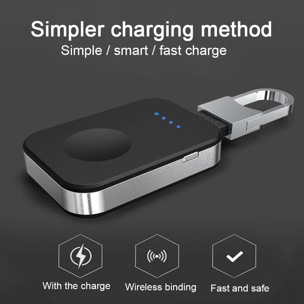 

950mAh Mini Apple iWatch Mobile Charger Portable Keychain Wireless Quick Charger Power for Apple Watch 1/2/3/4