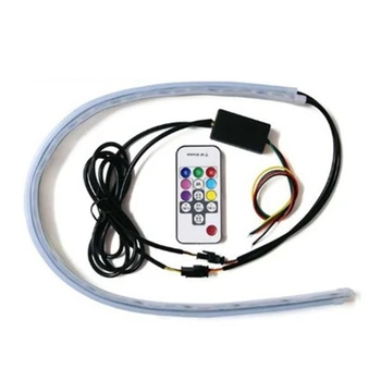 

2Pcs Car Sequential Flowing RGB Daytime Running Light DRL Remote Multi Color LED Light Strip Turn Signal Lights