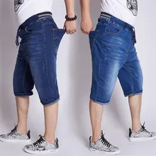 Большие размеры, мужские летние повседневные джинсовые шорты, модные, классический стиль, стрейчевые, тонкие, короткие джинсы