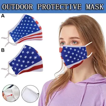 

1Pcs Face Mask washable And Reusable Unisex Dustproof Breathable Cloth Mouth Face Maske PM2.5 American Flag Cycling mascarilla