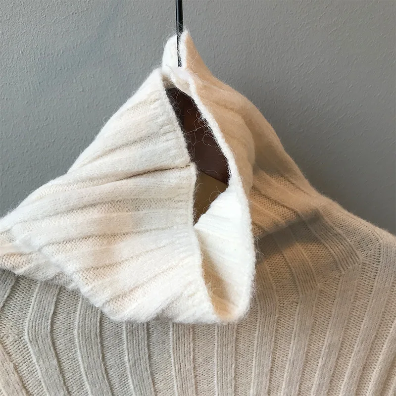 Mooirue, осень, женский свитер в Корейском стиле, свободный, ленивый, высокий, утолщенный, теплый, вязаный, свободный свитер, Женский Белый Топ