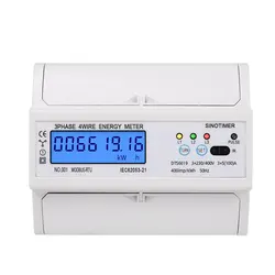 Compteur d'énergie numérique sur Rail DIN, 3 phases, 4 fils, RS485 Modbus, 380V, avec rétro éclairage, affichage de la tension et du courant 