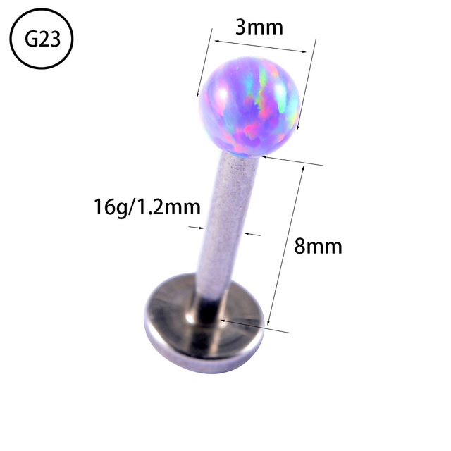 Purple Opal Stone Ear Tragus Cartilage Stud Industrial Conch Daith Ring Nose Lip Nipple Tongue Barbell Piercing Jewelry