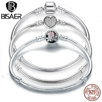

BAMOER Authentic 100% 925 Sterling Silver Snake Chain Bangle & Bracelet Luxury Jewelry PS902