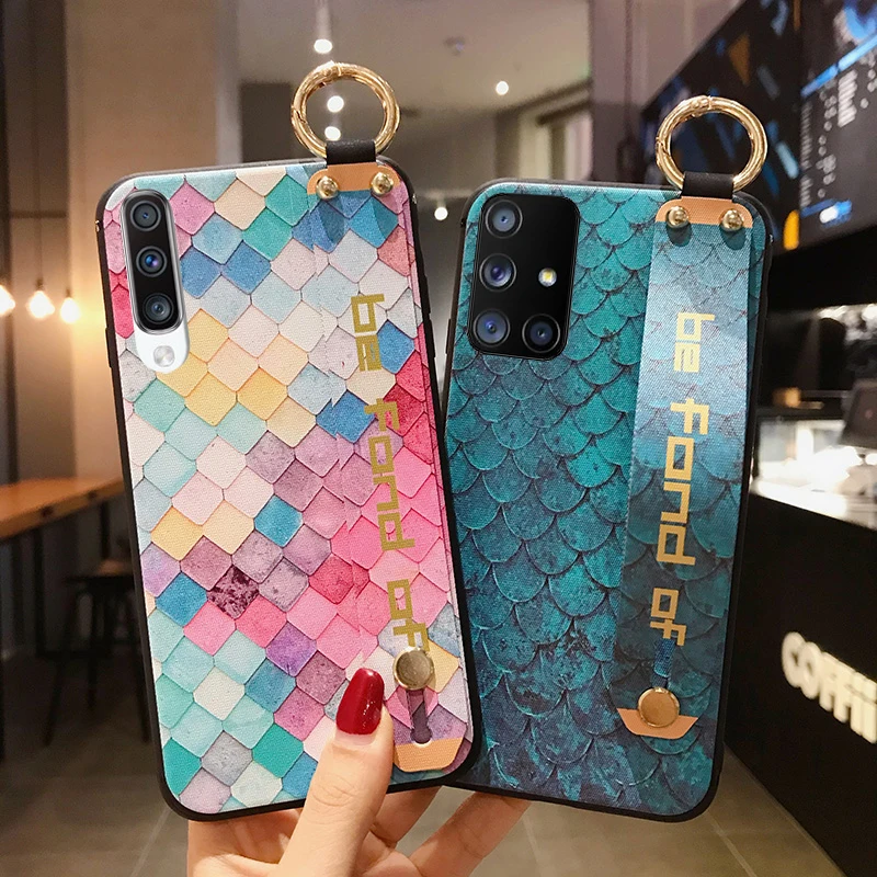 Wrist strap phone holder silicone case For Samsung S20 Ultra Note 10 9 S10 Plus S10e Flowers Leaves Patterned Soft Back Cover Wrist strap phone holder silicone case For Samsung S20 Ultra Note 10 9 S10 Plus S10e Flowers Leaves Patterned Soft Back Cover
