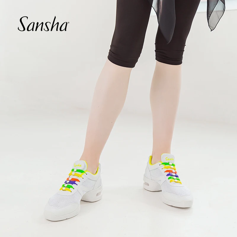 Sansha Summer Breathable Mesh Sneaker Hip Hop Salsa Dance New Colorful Silicone Buckles Sport Shoes H131M 6